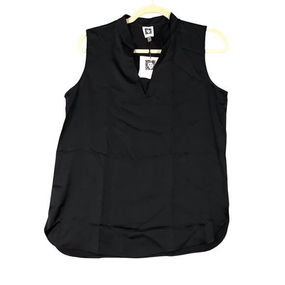 Anne Klein Womens Small Black Sleeveless V-Neck Top Pullover Sheer NWT - Picture 9 of 10